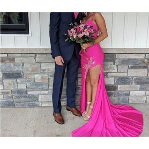 Elegant Hot Pink Gown with Embellishments